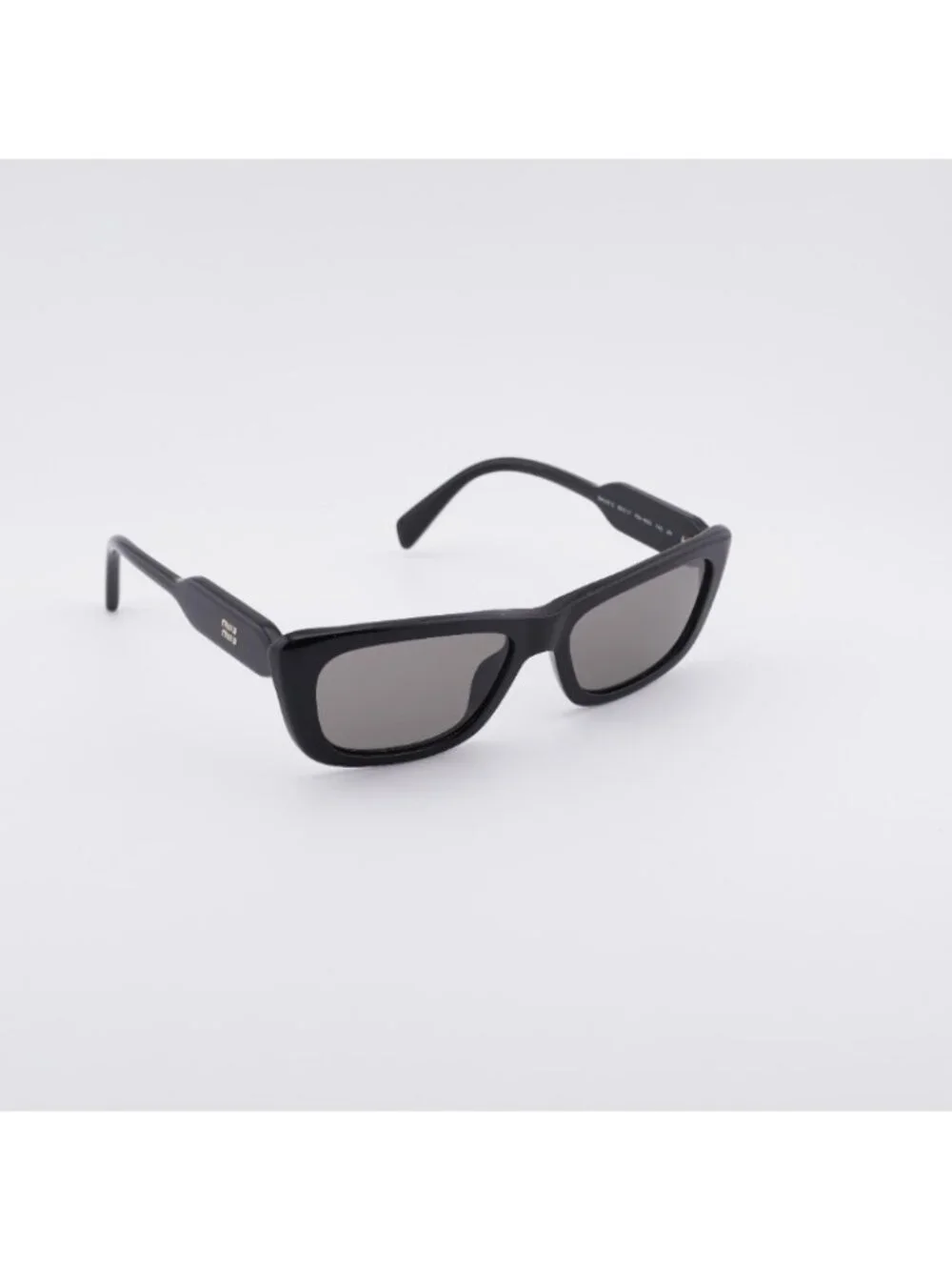 Miu Miu MU B12S 16K80Q Sunglasses Glossy Black Rectangle Frame, Dark Grey Lenses
